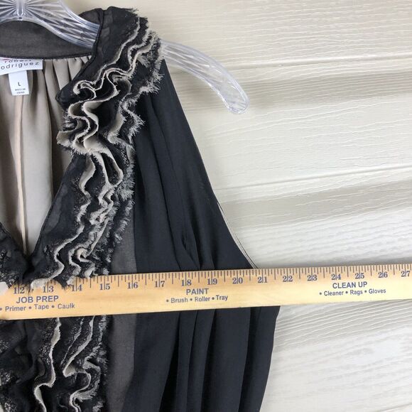 Neiman Marcus Robert Rodriguez Blouse Tank Top Sz L Target Lace Ruffle Career - Picture 8 of 10